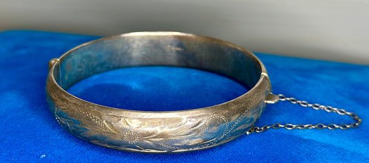 Vintage, 'Ornate' BIRKS Sterling Silver - Hinged Bangle