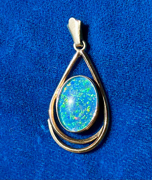 Antique 8ct Gold - Faux Opal Pendant