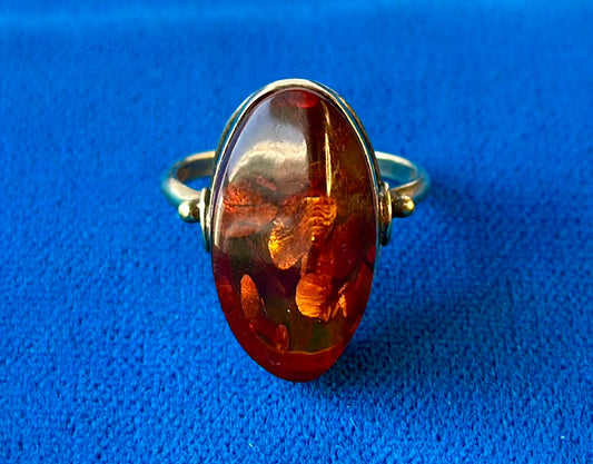 Vintage 'Baltic Amber' Cocktail Sterling Silver Ring