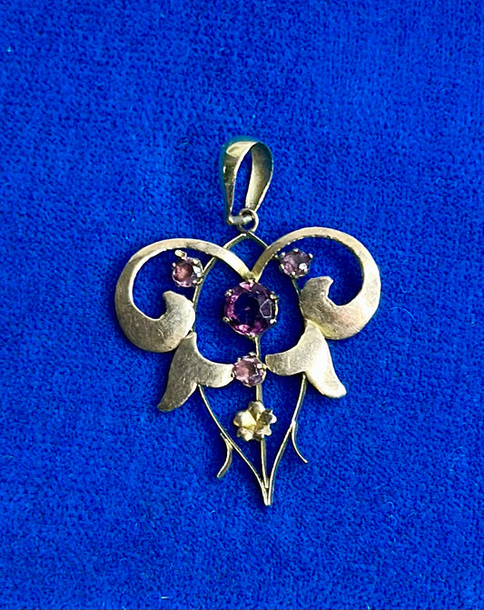 Antique 9ct Gold + Amethyst Pendant