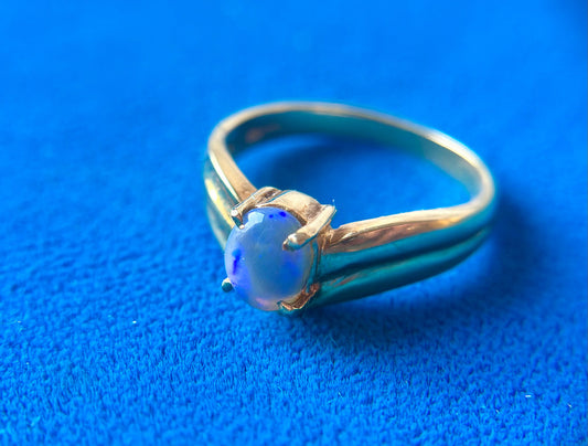 Antique Australian Black Opal + 18ct Gold Ring