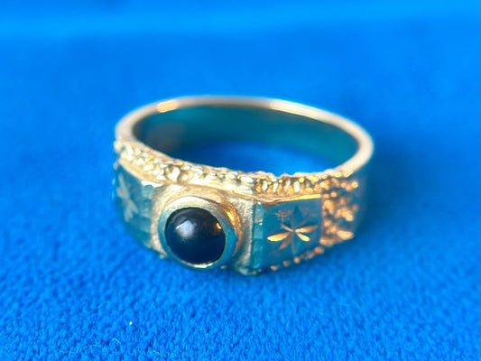 Antique Onyx 'Mourning' 10k Gold Ring