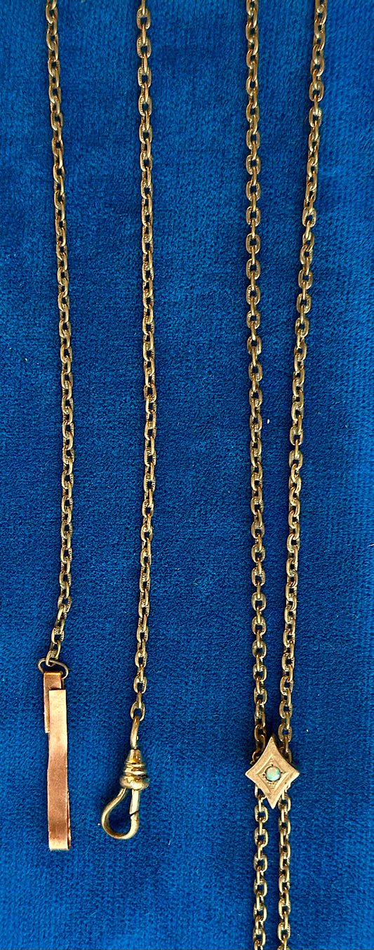 Antique Victorian 52" Ladies Slide Chain (Opal)